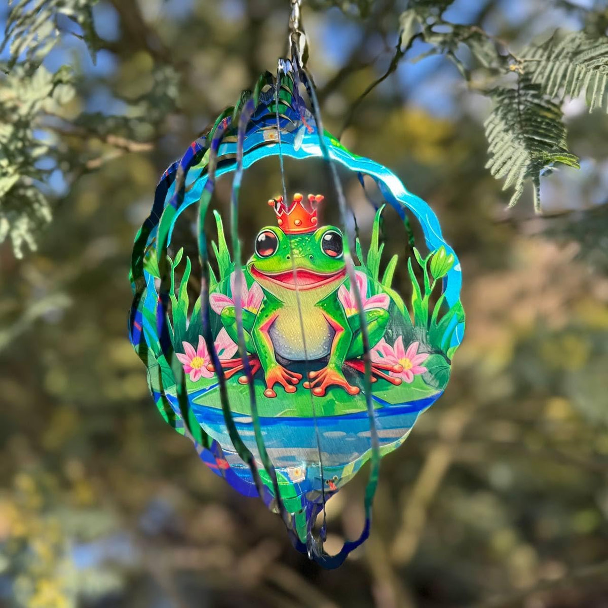 Frog Wind Spinner, 3D Hanging Stainless Steel Garden Spinner, Wind Spinner Hanging for Outdoor &