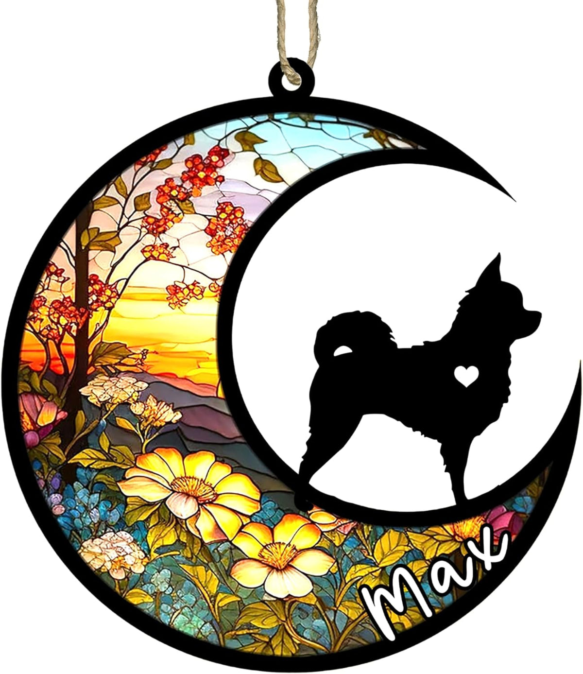 Personalized Dog Memorial, Custom Name Chihuahua Long Haired Dog Christmas Ornament with Name
