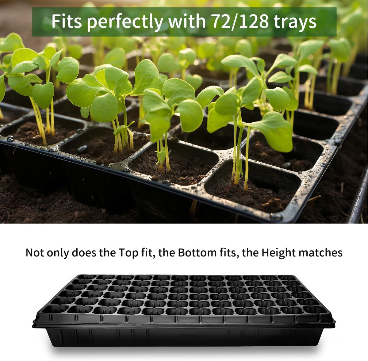 20 Pack Shallow 1020 Trays No Holes, Heavy Duty Reusable Seed Starter Flat Seedling Tray for 72/128