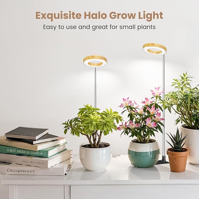 Kullinss Grow Light, 48 LEDs Full Spectrum Plant Lights for Indoor Growing, Wood Grain Small Grow