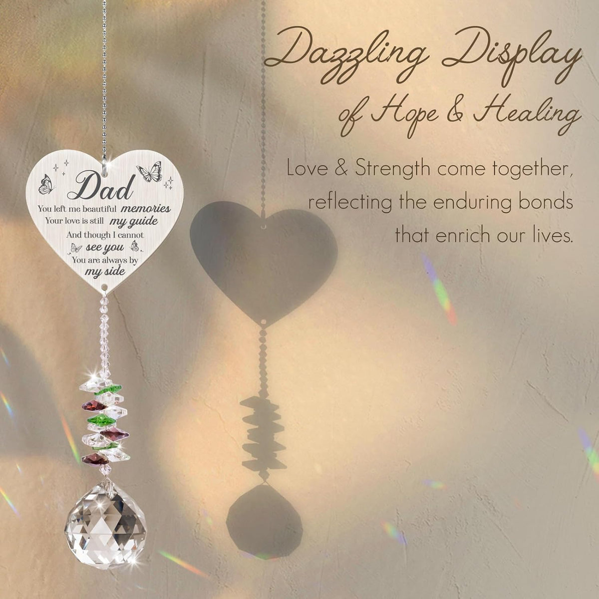 Memorial Crystal Suncatcher,Memorial Gifts for Loss of Dad,Bereavement Gifts for Loss of