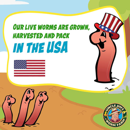 Uncle Jim's Worm Farm 1000 Count Red Wiggler Composting Worms Mix for Garden Soil or Fishing | Pack