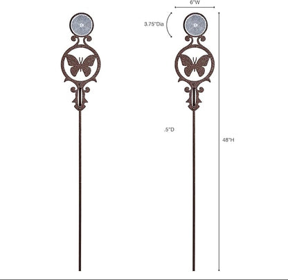 Touch of Class Pathways Reflective Driveway Marker Stake Set of Two for Outdoor Use | Butterfly