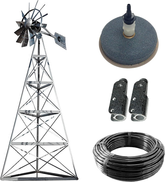 Outdoor Water Solutions AWS0011 12-Foot Windmill Pond Aerator – Galvanized 3-Legged Aeration System