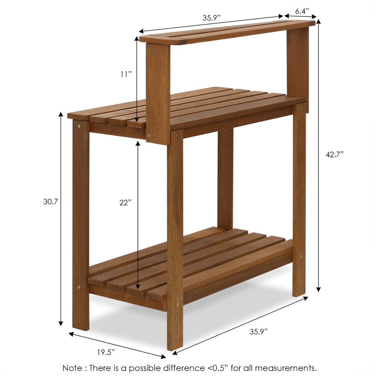 Furinno FG17478 Tioman Outdoor Patio Furniture Hardwood Potting Bench, Natural
