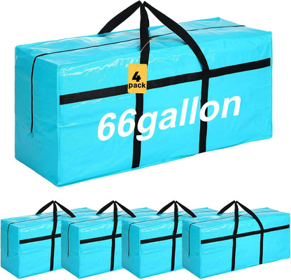 4 Pcs 66 Gallon Large Moving Bags with Zipper and Handles Foldable Storage Duffle Bags Heavy Duty