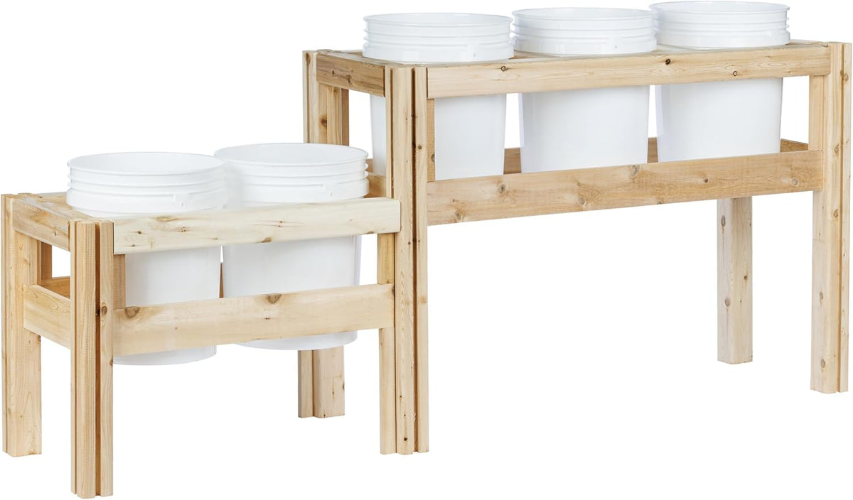 Greenes Fence Two-Tiers Five Bucket Elevated Cedar Wood Garden Frame, 69 in. x 16 in. x 30 in.
