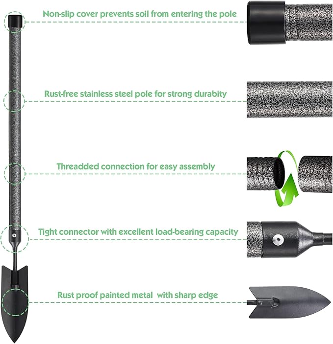 Garden Tools Set 5 Piece with Extended Handle, Heavy Duty Garden Tools Set, Ideal Gardening Tool
