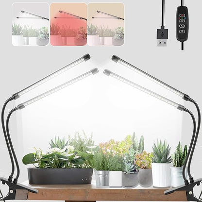 Grow Lights for Indoor 6000K White Red 40 LEDs, Full Spectrum 9-Level Dimmable Indoor Plant Growing