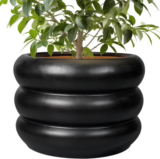 SQOWL 10 Inch Pot for Plants - Ceramic Planter for Indoor Plants Large Plant Pot with Drainage Hole