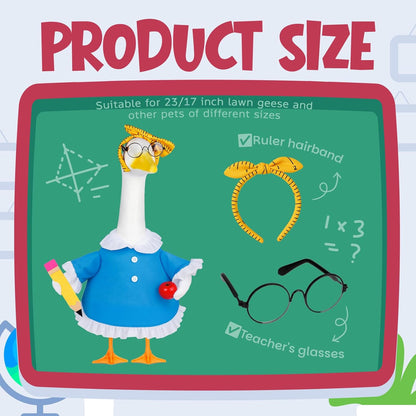 Back to School Porch Goose Outfits 23"/ 17'' Lawn Goose Teacher Clothes Cemment Geese Costume