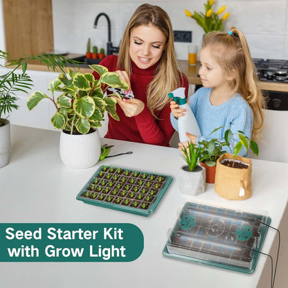 Seed Starter Tray with Grow Light, 2 Packs 80 Cells Seed Starting Kit Seedling Starter Trays with