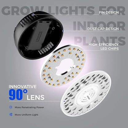 Barrina Orbgrow OG09 Puck LED Grow Light, Pinkish White 18W(2 x 9W, 270 Watt Equiv), Plant Lights