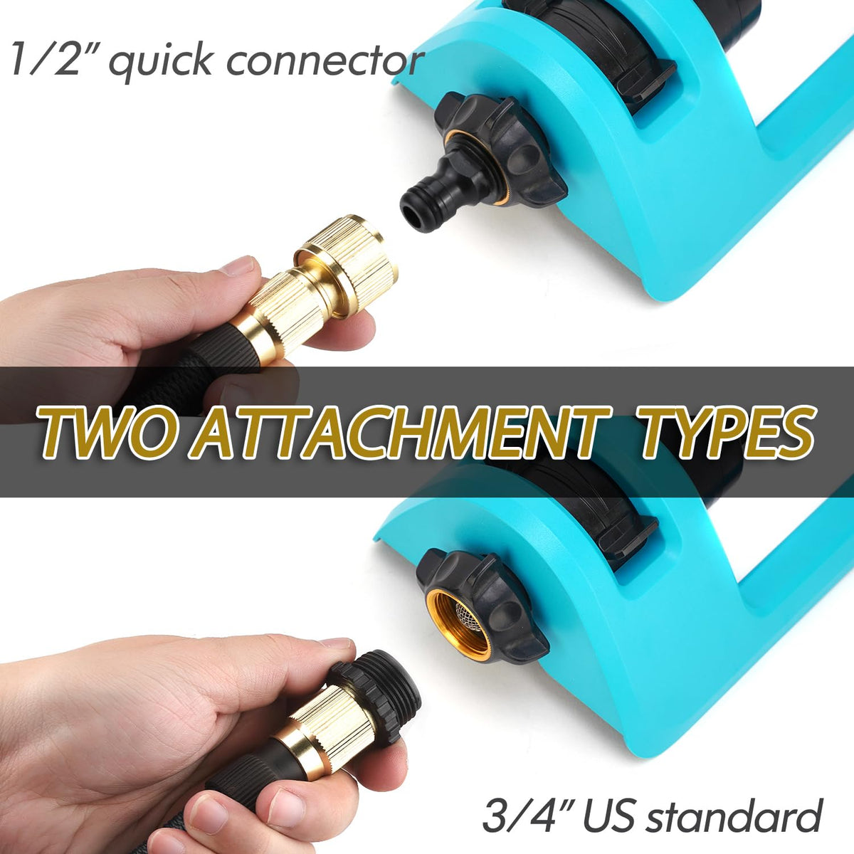 Lawn Sprinkler, 18 Brass Nozzles Garden Water Oscillating Sprinkler for Yard Covers up to 3,600