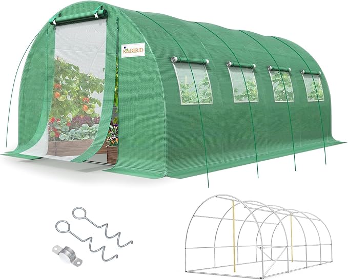 KING BIRD Premium 20x10x6.6FT Greenhouse for Outdoors, Large Walk-in Upgraded Galvanized Metal