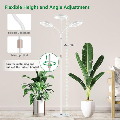 Grow Lights for Indoor Plants, 3 Head Full Spectrum Plant Light with 68" Adjustable Stand for