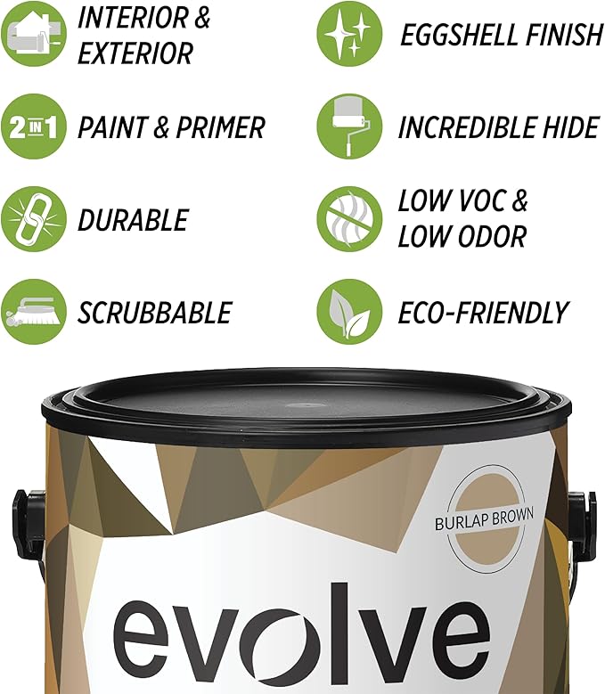 EVOLVE Paint & Primer: Environment-friendly, Low Sheen with One-coat Coverage for Interior &