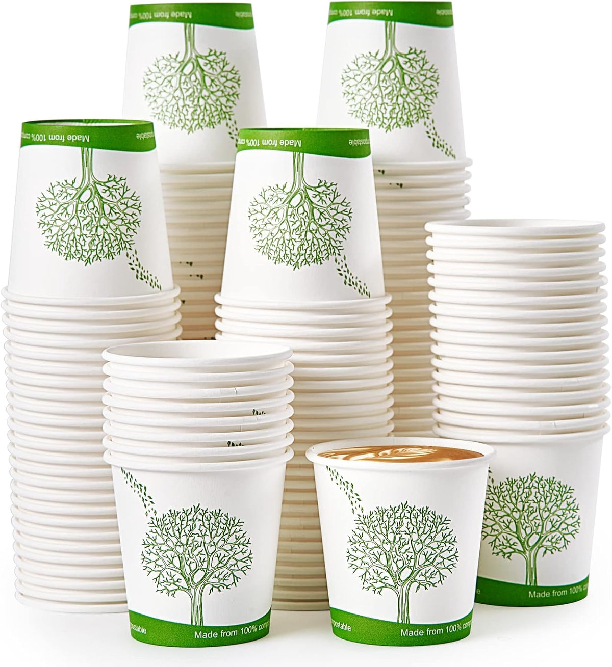 ECOLipak 500 Count Compostable Paper Cups, 4 oz Paper Espresso Coffee Cups with PLA Lined