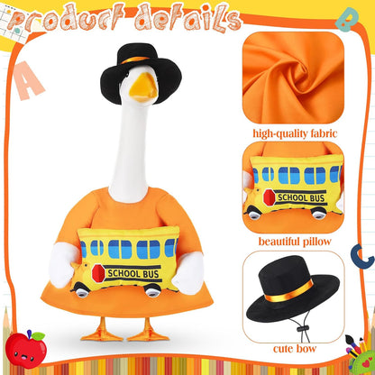 2 Pcs Porch Goose Outfit Halloween Geese Crayon Bus Teacher Cosplay Clothes for 23" Lawn Cement