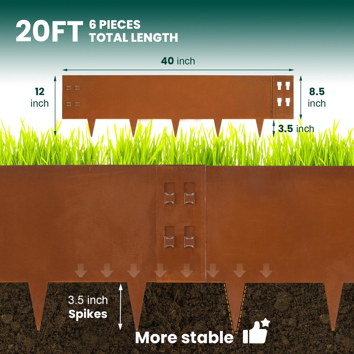 Corten Steel Edging Steel Landscaping Edging 40 Inch Strips 12 Inch Depth Garden Landscape Edging
