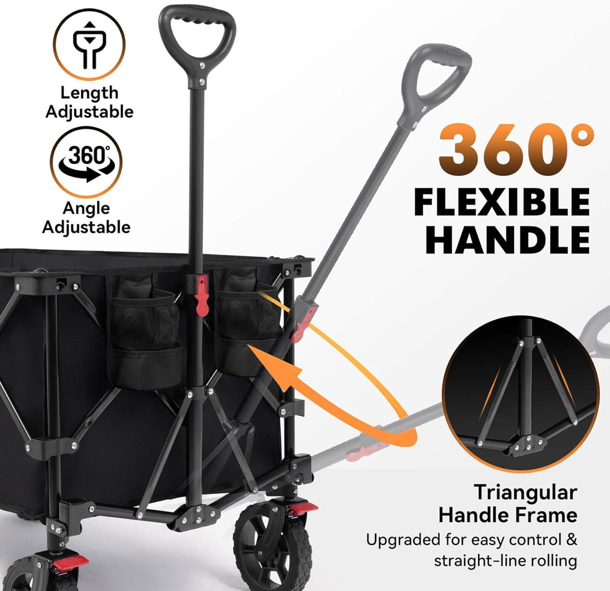 Hikenture Collapsible Wagon - 330LBS Capacity, Extra Large Foldable Wagon with All-Terrain Wheels