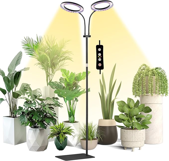 yadoker Desk Plant Grow Light for Indoor Plant, Dual-Head LED Grow Light,Height