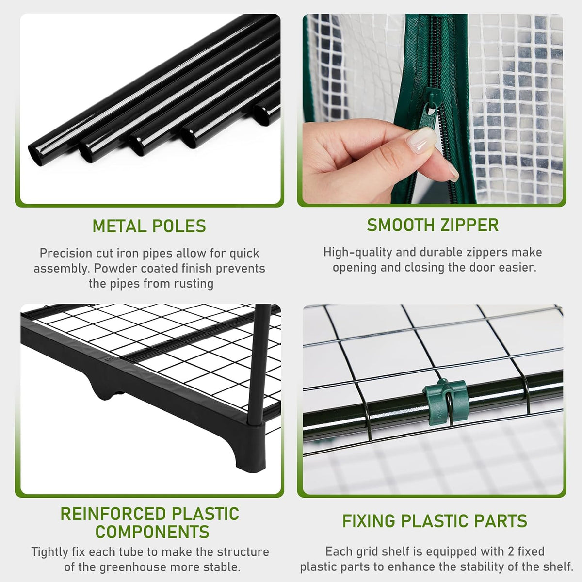 Outvita Mini Greenhouse, Small PE Plant Green House with 4 Tiers Rack, Shelf Clips, Roll-up Zipper