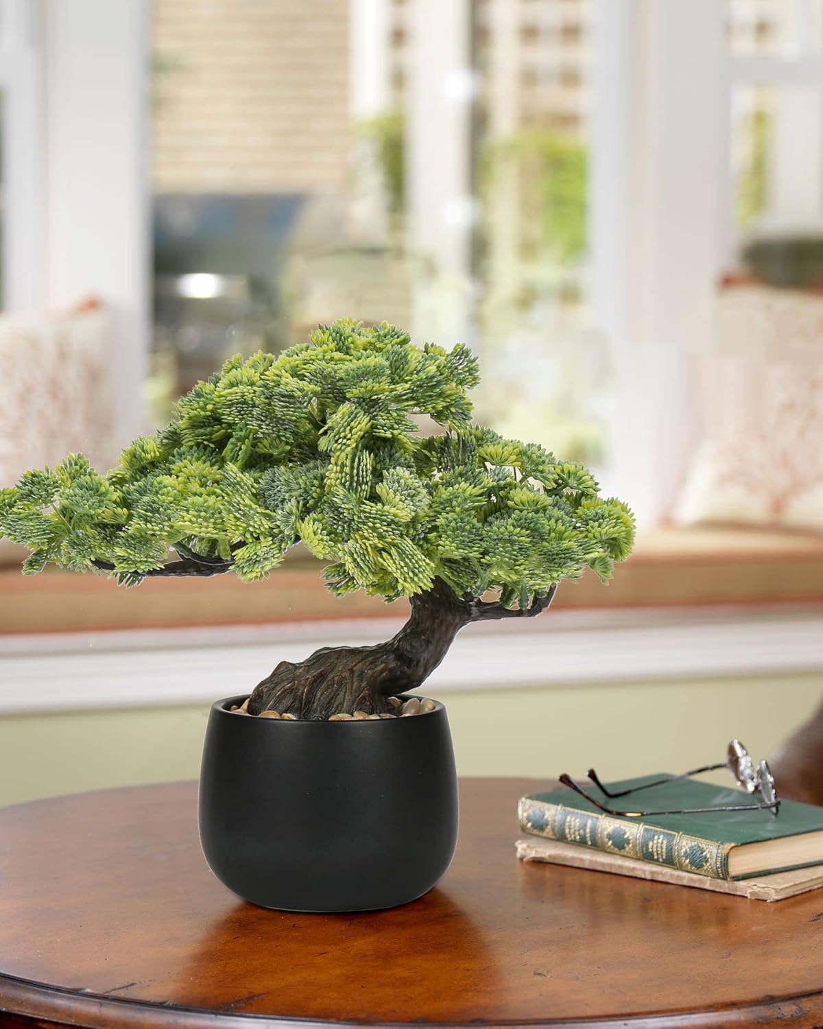Artificial Bonsai Tree Juniper Faux Plants Indoor Fake Plants Decor with Black Ceramic Pots for