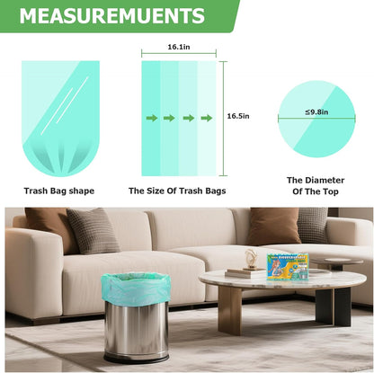 1.2 Gallon Small Biodegradable Trash Bags - Green Mini Garbage Bags (Fit 1-1.3 Gallon) 5 Liter 100