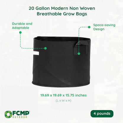 FCMP Outdoor 20-Gallon Modern Lightweight Non-Woven Insulating Fabric Breathable Grow Bags for
