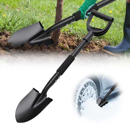 31" Compact Garden Shovel with D-Grip Handle - Rust-Proof Lightweight Metal Tool for Raised Beds