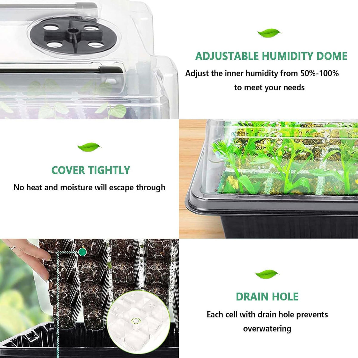 Seed Starter Tray with Grow Light, 2 Packs 80 Cells Seed Starting Kit, Reusable Seedling Starter