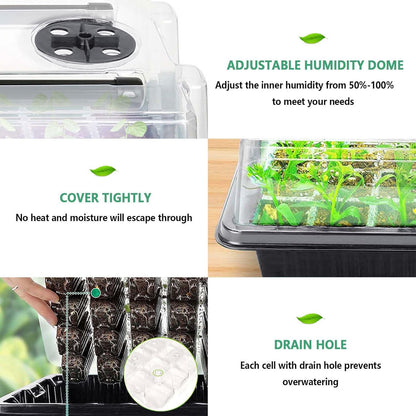 Seed Starter Tray with Grow Light, 2 Packs 80 Cells Seed Starting Kit, Reusable Seedling Starter