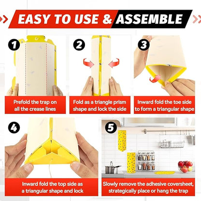 LULUCATCH Sticky Fly Traps, 10 Pack Fly Traps Indoor with Hanging Hook, Odorless Yellow Sticky Gnat
