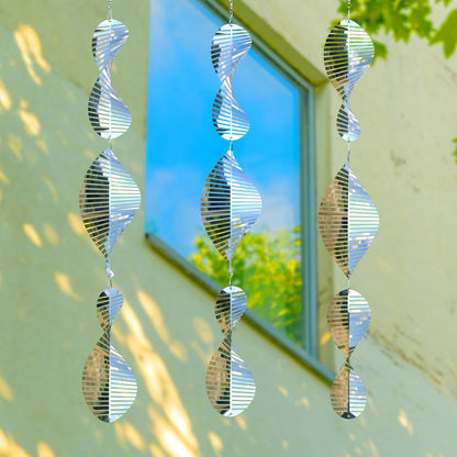 3 * 3 Stainless Steel Bird Scarer Discs Set, 3D Reflective Helix Wind Spinners Bird Reflector &