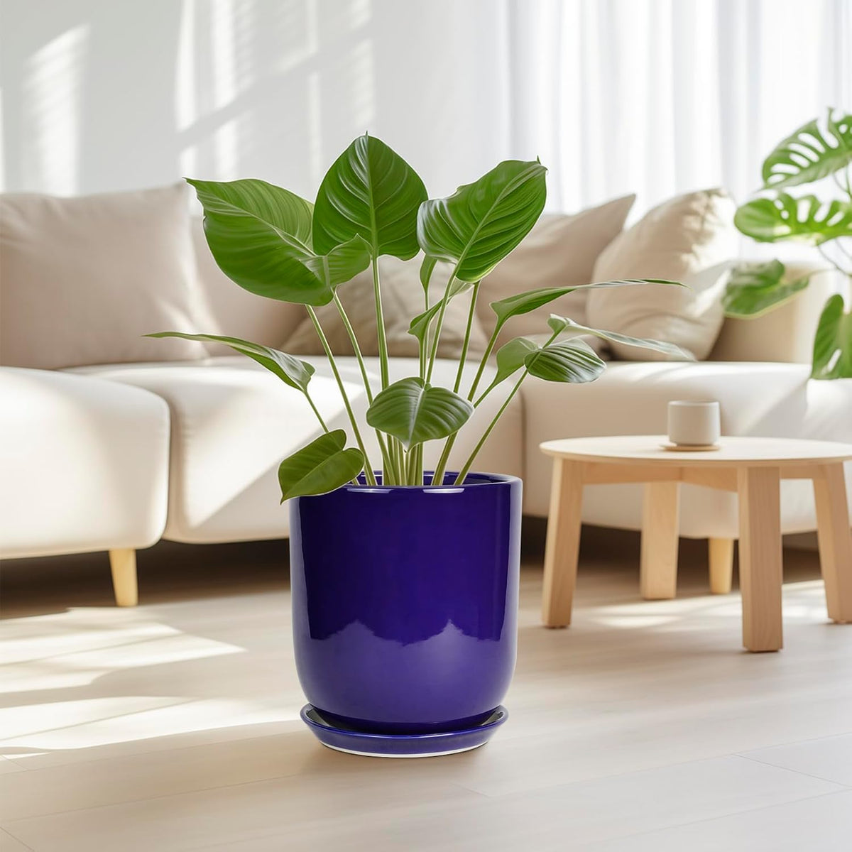 10 Inch Plant Pot - Ceramic Pot for Indoor Plants Large Planter Modern Outdoor Flower Pot with