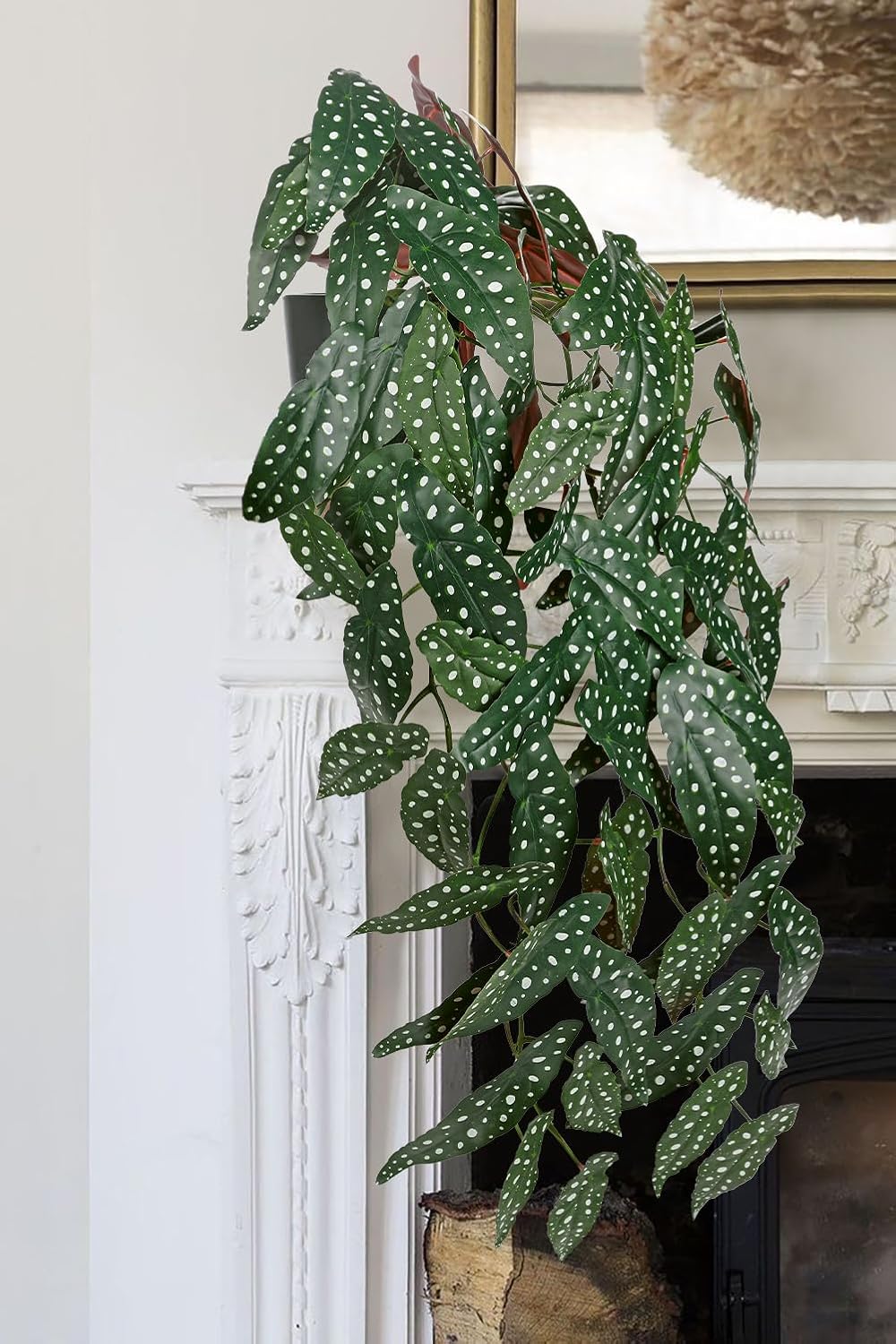 Large Fake Hanging Plants in Pot with Hook, 37" Artificial Hanging Begonia Vines Plants, Fake