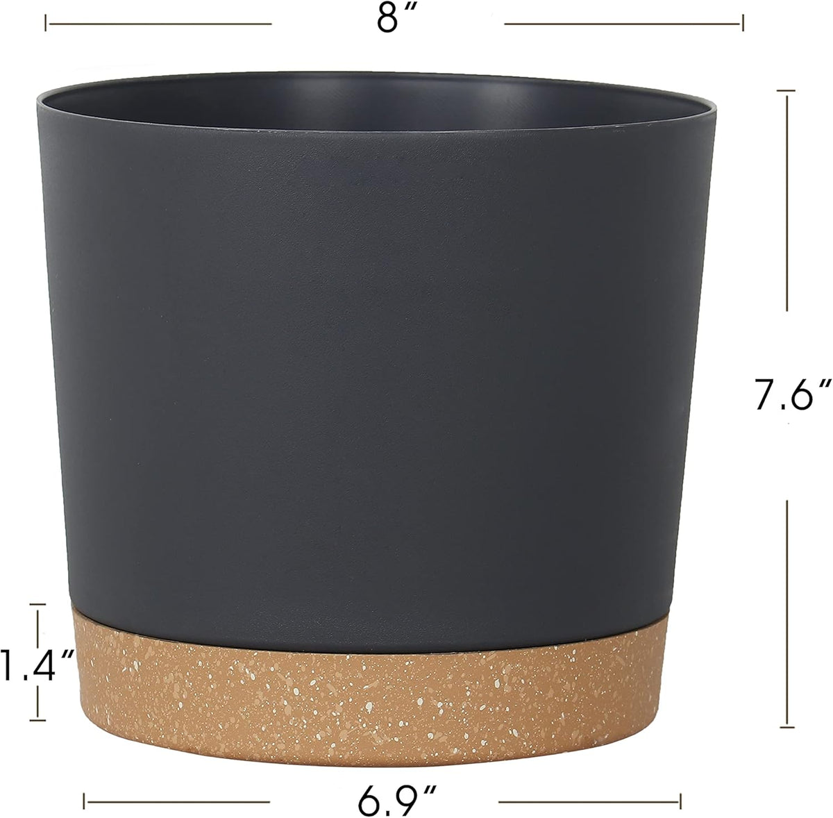 kubvici Plant Pots for Indoor Plants, 2 Pack 8 Inch Plastic Flower Pot Planters with Drainage