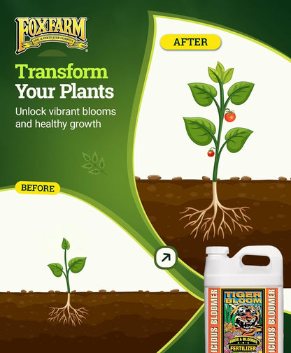 FoxFarm Tiger Bloom Liquid Fertilizer Concentrate - Fast Acting Formula for Vicious Growth with
