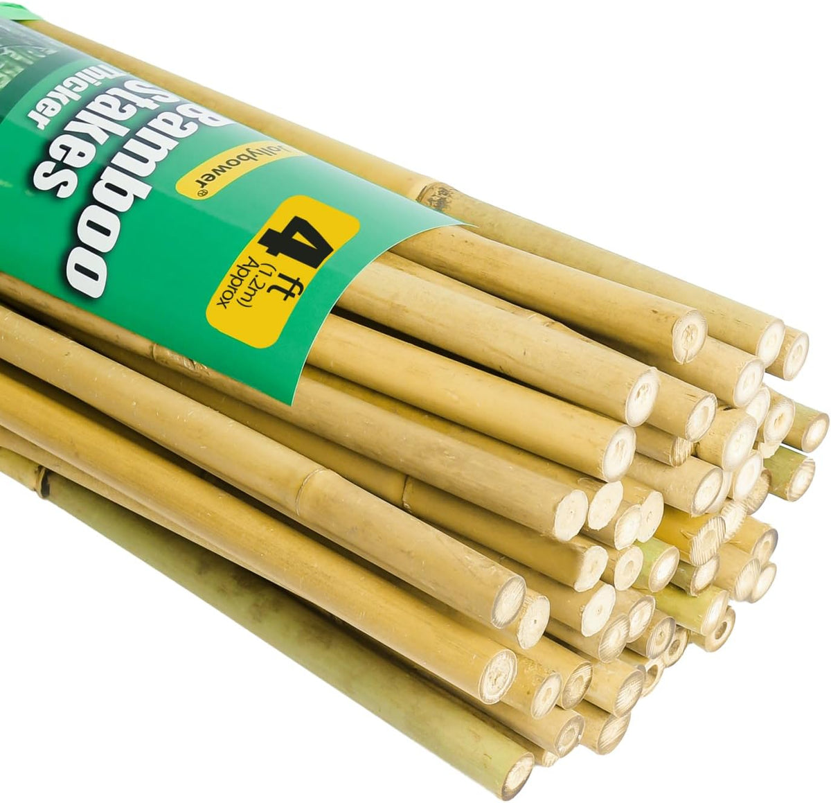 1/2" D 4 Feet Bamboo Stakes 50 Pack, Thicker Heavy-Duty Plant Stakes, Natural Garden Stakes for