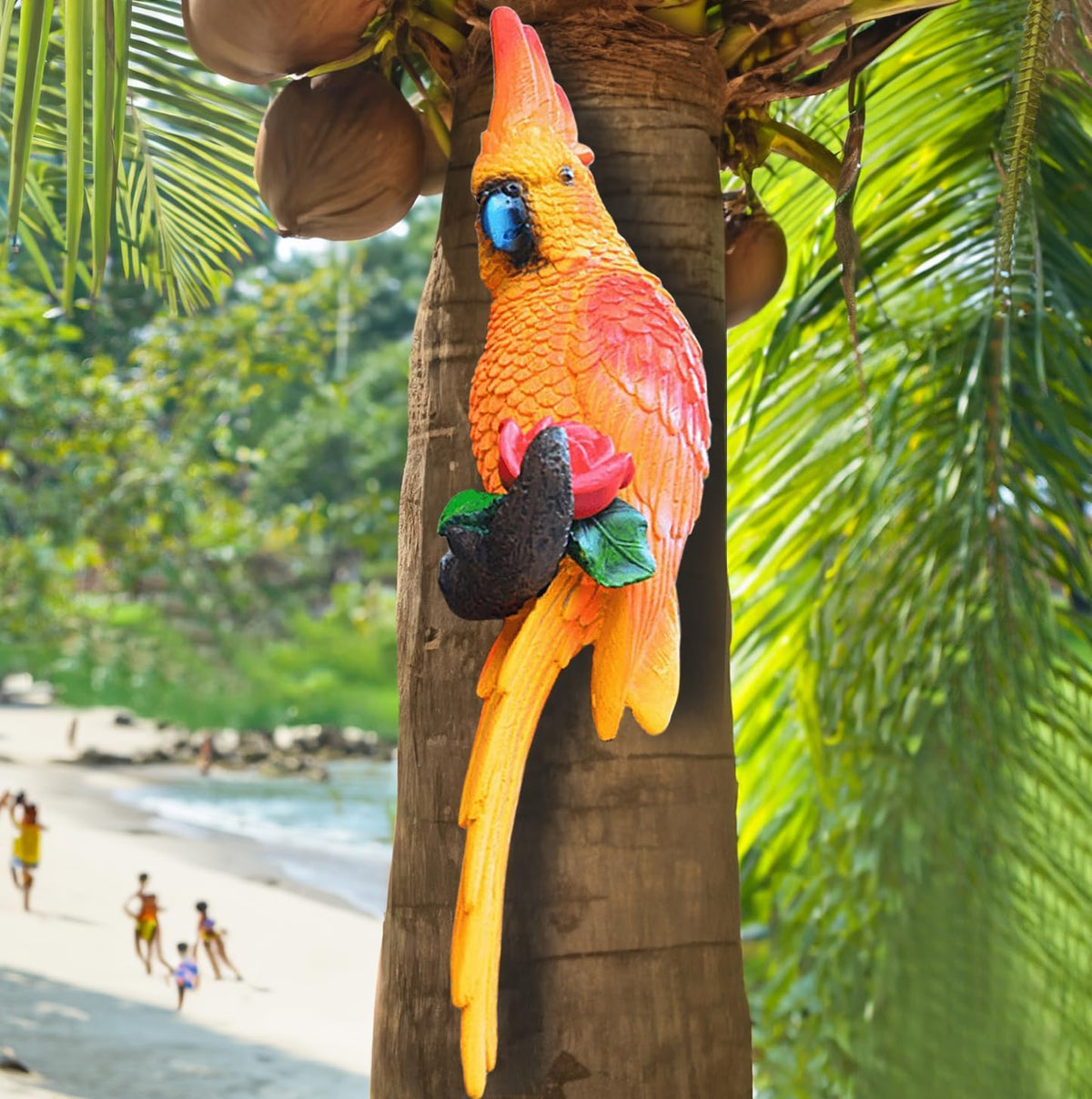 Tropical Hanging Parrot Decor,Real Resin Bird Figurines,Bird Statues,Home Ornament Decor for Tiki