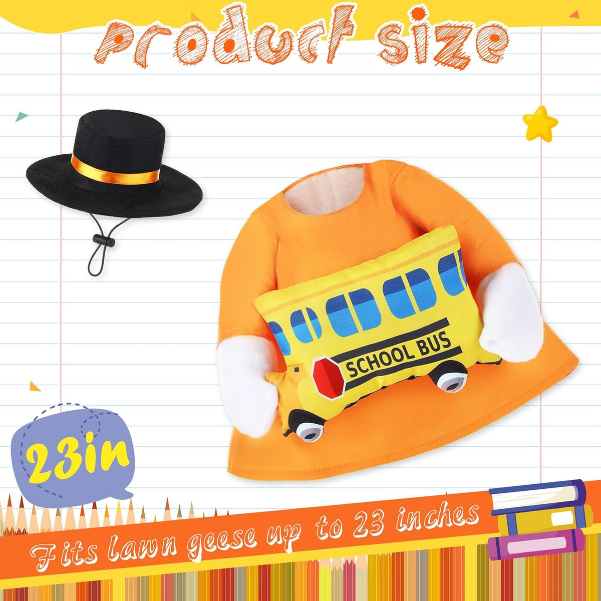 2 Pcs Porch Goose Outfit Halloween Geese Crayon Bus Teacher Cosplay Clothes for 23" Lawn Cement