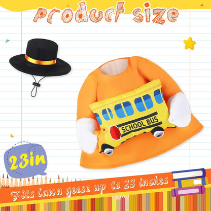 2 Pcs Porch Goose Outfit Halloween Geese Crayon Bus Teacher Cosplay Clothes for 23" Lawn Cement