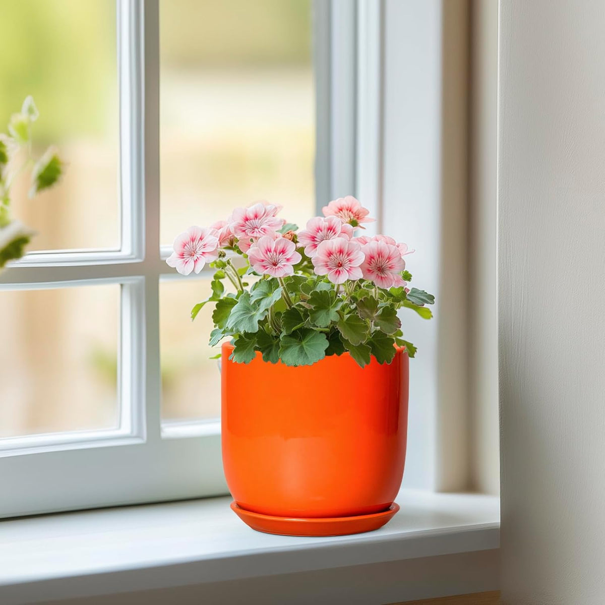 5 Inch Plant Pot - Ceramic Planter for Succulent Cactus Herbs Indoor Plants, Modern Round Flower