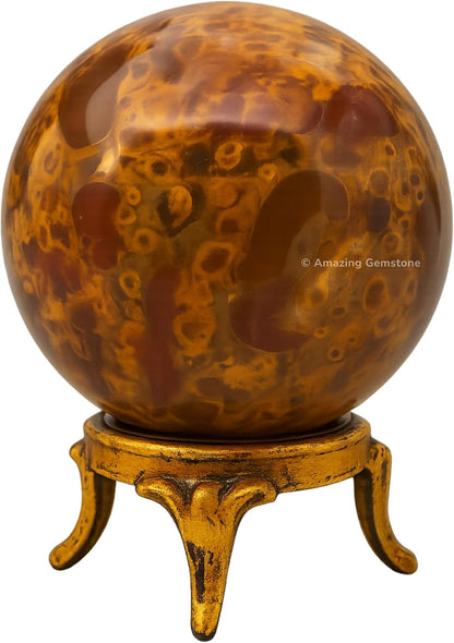 Amazing Gemstone Fruit Jasper Crystal Ball with Stand - 2 Inches Crystal Sphere Meditation Balls