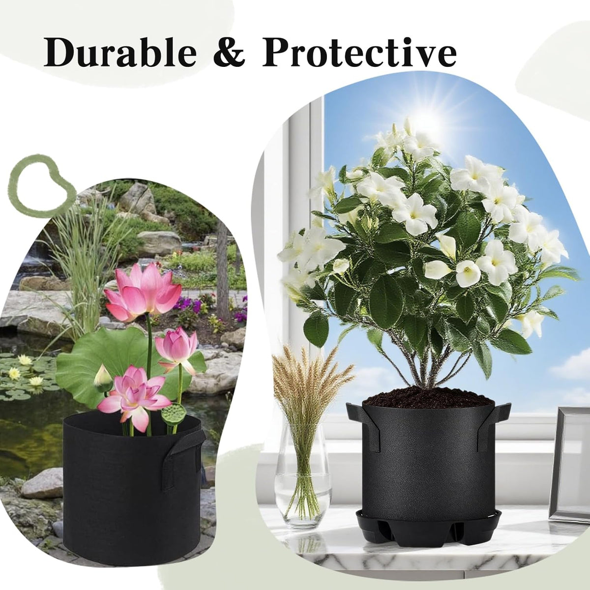 4Pcs Self Watering Pot Base with 1 Plant Grow Bag, Self Watering Pots for Indoor Plants, Plant