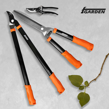 3 Piece Combo Garden Tool Set with Lopper, Hedge Shears and Pruner Shears, Tree & Shrub Care Kit
