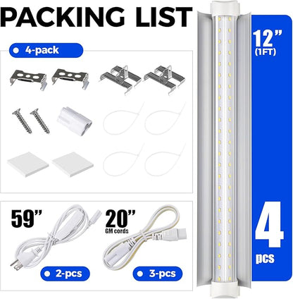 Barrina T8 Grow Lights for Indoor Plants, 5000K White Full Spectrum Grow Light Strip, 60W(4 x 15W)
