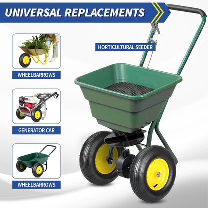 (2 Pack)4.80/4.00-8 Wheelbarrow Tire and Wheel, 16" Rubber Pneumatic Wheel, 3" -6" Centered Hub