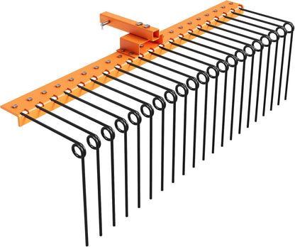 Tow Behind Landscape Rake, 60" Tow Dethatcher with 21 Steel Coil Tines, Lawn Dethatcher Rake